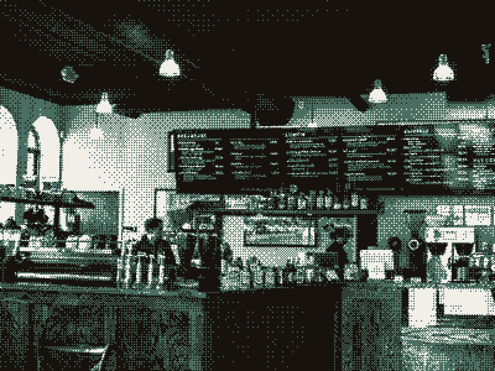 Stylized interior of an independent coffee shop